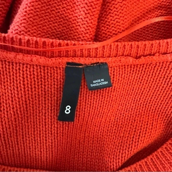 H&M Divided Cropped Bright Orange Sweater Size 8 Long Sleeves Pullover Knit Top - Picture 7 of 7